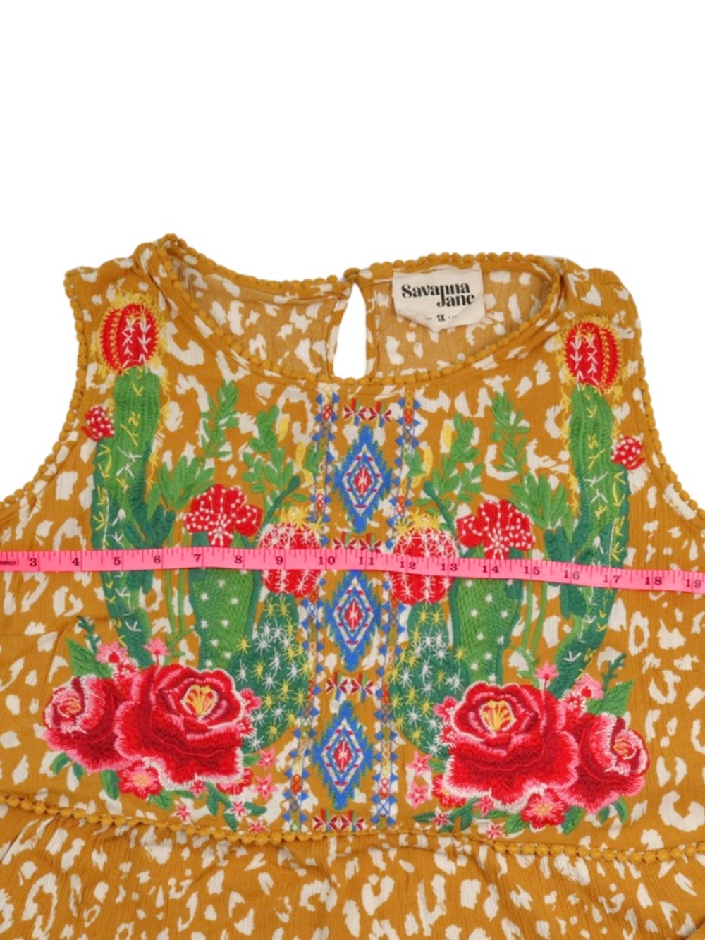 Savanna Jane Embroidered Cactus Floral Boho Blouse 1X - Picture 5 of 8